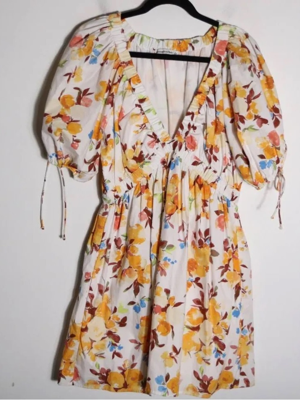 Abercrombie & Fitch White Mini Dress with Yellow Floral Print